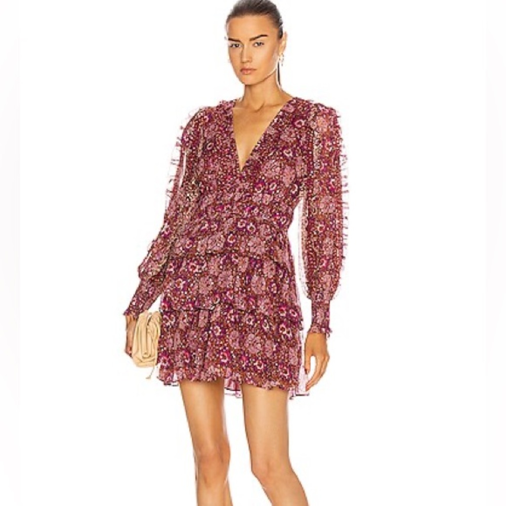 Ulla Johnson Brisa Mini Dress in Claret Patchwork Size 6 - Picture 2 of 15